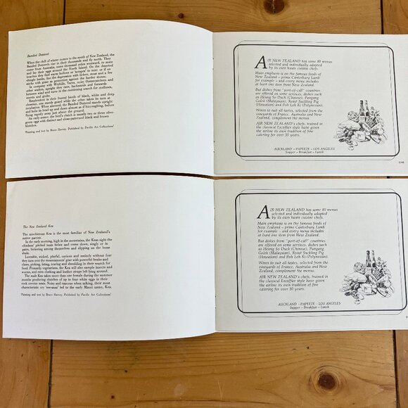Air New Zealand Bird Artwork Airline Meal Menus Vintage 1970s Frameable Set of 3 - Picture 5 of 6
